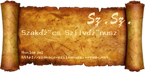 Szakács Szilvánusz névjegykártya
